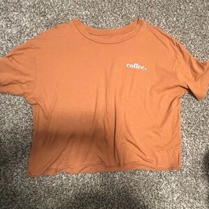 American Eagle Outfitters Orange Graphic 'coffee.' Tee
